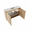 MONDIAZ TURE-DLUX 80cm toiletmeubel Washed Oak. EDEN wastafel Glace positie midden. Met 1 kraangat. SW1103598