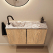 MONDIAZ TURE-DLUX 80cm toiletmeubel Washed Oak. EDEN wastafel Glace positie links. Met 1 kraangat. SW1103569