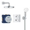 GROHE Grohtherm Perfect Regendoucheset - hoofdddouche 21cm - 2 functies handdouche rond 10cm - rechthoekig afbouwdeel - chroom SW236924