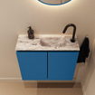 MONDIAZ TURE-DLUX 60cm toiletmeubel Jeans. EDEN wastafel Glace positie rechts. Met 1 kraangat. SW1103342