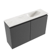 MONDIAZ TURE-DLUX 80cm toiletmeubel Dark Grey. EDEN wastafel Ostra positie rechts. Met 1 kraangat. SW1104807