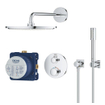 GROHE Grohtherm Perfect Regendoucheset hoofdddouche 31cm - 2 functies rond afbouwdeel - handdouche staaf - chroom SW236922