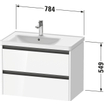 Duravit Ketho 2 wastafelonderbouwkast met 2 laden voor waskom links 78.4x45.5x54.9cm met grepen antraciet hoogglans wit SW772944