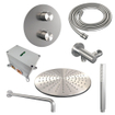 BRAUER Brushed Edition thermostatische Inbouw Regendouche - 3-weg - rond - set 76 - 30cm hoofddouche - gebogen muurarm - staaf handdouche - doucheslang - wandaansluitbocht - RVS geborsteld PVD SW1159141