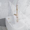 Fortifura Nebbio Badcombinatie-set - thermostaatkraan - inbouwdeel - glijstang - gladde doucheslang - staaf handdouche - badafvoer opbouw - geborsteld messing PVD (goud) SW1238066