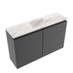 MONDIAZ TURE-DLUX 80cm toiletmeubel Dark Grey. EDEN wastafel Frappe positie midden. Zonder kraangat. SW1102763