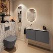 MONDIAZ TURE-DLUX 100cm toiletmeubel Dark Grey. EDEN wastafel Glace positie links. Zonder kraangat. SW1103270