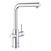 GROHE Blue Home Keukenkraan - uittrekbare L uitloop - 1-gats - filterfunctie - plat licht en bruisend water - chroom SW236967