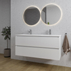 Adema Chaci Badkamermeubelset - 120x46x57cm - 2 keramische wasbakken wit - 2 kraangaten - 2 lades - mat wit SW809389