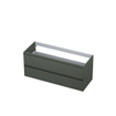 INK Wastafelonderkast - 120x45x52cm - 2 lades - greeploos - 45 graden afwerking rondom - MDF lak Mat beton groen SW416540