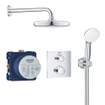 GROHE Grohtherm Perfect Regendoucheset - hoofdddouche 21cm - 2 functies handdouche rond 10cm - rechthoekig afbouwdeel - chroom SW236924