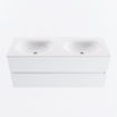 MONDIAZ VICA 120cm badmeubel onderkast Talc 2 lades. Wastafel MOON dubbel zonder kraangat, kleur Talc. SW1381924
