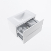 MONDIAZ VICA 80cm badmeubel onderkast Talc 2 lades. Wastafel CLOUD midden 1 kraangat, kleur Talc. SW1381794
