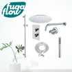 FugaFlow Eccelente Sobrado Badkamer Inbouw Regendoucheset - thermostatisch - wandarm -glijstang - 25cm hoofddouche - staaf handdouche - chroom SW1124106