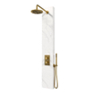 BRAUER Gold Edition thermostatisch douchepaneel - 2 functies - calacatta gold SET 01 - 20cm hoofddouche - gebogen muurarm - staaf handdouche - wandaansluitbocht - doucheslang - goud geborsteld PVD SW925648