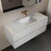 Mondiaz Aivy badmeubelset - 120x45x50cm - 0 kraangaten - 1 wasbak talc Solid surface - Midden - 2 lades - Met spiegelkast - MDF Talc SW892426