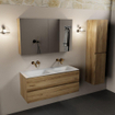 Mondiaz Aivy badmeubelset - 120x45x50cm - 0 kraangaten - 2 wasbakken talc Solid surface - Links en rechts - 2 lades - Met spiegelkast - Melamine Chai SW892338