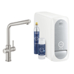 GROHE Blue Home Keukenkraan - 1-gats - duo L-uitloop - wifi - Chilled en Sparkling - 3x gekoeld - 3x bruisend - supersteel OUTLETSTORE STORE30761