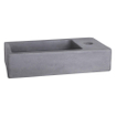 Differnz Force Fonteinset 40x22x8cm 1 kraangat gebogen mat zwarte kraan met sifon en afvoerplug fontein Rechthoek Beton Donker grijs SW373235