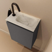 MONDIAZ TURE-DLUX 40cm toiletmeubel Dark Grey. EDEN wastafel Opalo positie rechts. Met 1 kraangat. SW1104242