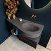 MONDIAZ RIVA Badkamermeubelset - 120x50x30cm - 1 lade - MDF Antracite mat - push to open - 0 kraangaten - wasbak rechts - solid surface darkgrey SW702778