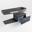 MONDIAZ RIVA Badkamermeubelset - 120x50x30cm - 1 lade - MDF Antracite mat - push to open - 0 kraangaten - wasbak rechts - solid surface darkgrey SW702778