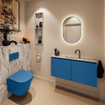 MONDIAZ TURE-DLUX 100cm toiletmeubel Jeans. EDEN wastafel Glace positie midden. Met 1 kraangat. SW1103314