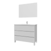 Adema Chaci PLUS Badkamermeubelset - 100x86x46cm - 1 rechthoekige keramische wasbak wit - 1 kraangat - 3 lades - rechthoekige spiegel - mat wit SW926301