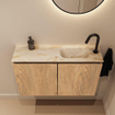 MONDIAZ TURE-DLUX 80cm toiletmeubel Washed Oak. EDEN wastafel Frappe positie rechts. Met 1 kraangat. SW1103068