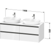 Duravit Ketho 2 wastafelonderbouwkast incl. consoleplaat met 4 laden voor dubbele waskommen 140x55x56.8cm met handgrepen antraciet betongrijs mat SW772754