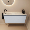 MONDIAZ TURE-DLUX 100cm toiletmeubel Clay. EDEN wastafel Ostra positie links. Met 1 kraangat. SW1104772