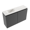 MONDIAZ TURE-DLUX 80cm toiletmeubel Dark Grey. EDEN wastafel Ostra positie links. Zonder kraangat. SW1104808