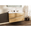 Nemo Start badkamermeubelset - 120x65x49.5cm - 2 lades - greeploos - 2 wasbakken wit glans - 2 kraangaten - met spiegel - MDF Riverside Oak SW911709