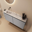 MONDIAZ TURE-DLUX 100cm toiletmeubel Plata. EDEN wastafel Glace positie links. Zonder kraangat. SW1103465