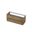 INK Wastafelonderkast - 120x45x52cm - 2 lades - greeploos - houten keerlijst - MFC Naturel eiken SW207415