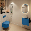 MONDIAZ TURE-DLUX 40cm toiletmeubel Jeans. EDEN wastafel Opalo positie links. Met 1 kraangat. SW1104369