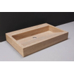 Forzalaqua Palermo wastafel 80.5x51.5x9cm Rechthoek 2 kraangaten Natuursteen Travertin gezoet SW67919