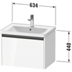 Duravit Ketho 2 wastafelonderbouwkast met 1 lade 63.4x45.5x44cm met greep antraciet basalt mat SW771974