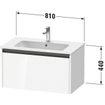 Duravit Ketho 2 wastafelonderbouwkast met 1 lade 81x48x44cm met greep antraciet donker noten mat SW772723