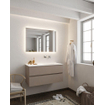 MONDIAZ VICA Badkamermeubelset - 100cm - 2 lades - wasbak Cloud rechts - 0 kraangaten - solid surface smoke SW411381