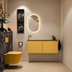 MONDIAZ TURE-DLUX 120cm toiletmeubel Ocher. EDEN wastafel Lava positie links. Met 1 kraangat. SW1103911