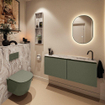 MONDIAZ TURE-DLUX 120cm toiletmeubel Army. EDEN wastafel Glace positie rechts. Met 1 kraangat. SW1103180