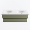 Mondiaz VICA Badkamermeubelset - 130cm - army - 2 lades - Wastafel MOON - dubbel zonder kraangat - kleur talc - XL versie 60cm hoog SW1189287