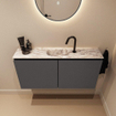 MONDIAZ TURE-DLUX 100cm toiletmeubel Dark Grey. EDEN wastafel Glace positie midden. Met 1 kraangat. SW1103235