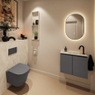 MONDIAZ TURE-DLUX 60cm toiletmeubel Dark Grey. EDEN wastafel Ostra positie rechts. Met 1 kraangat. SW1104803