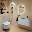 MONDIAZ TURE-DLUX 80cm toiletmeubel Clay. EDEN wastafel Opalo positie links. Met 1 kraangat. SW1104217
