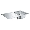 GROHE K200 spoelbak met afdruipgedeelte 860 x 500 mm 1 bak 350 x 400 x 160 mm omkeerbaar roestvrij staal kleur RealSteel SW492246