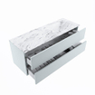 MONDIAZ VICA-DLUX Badkamermeubelset - 130cm - onderkast clay- 2 lades - inbouw wastafel cloud rechts - zonder kraangaten - 60cm hoge versie - glace SW1088170