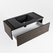 Mondiaz BUKLA badkamermeubelset 100x45x34cm 0 kraangaten wasbak midden solid surface Urban greeploos 1 lade met softclose Melamine Dark brown SW704920