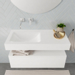 MONDIAZ ALAN 100cm - onderkast - 1 lade - vrijhangende wastafel - wasbak links - 0 kraangaten - talc SW408411